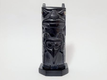 Argillite Bear & Raven Totem Pole Online Hot Sale