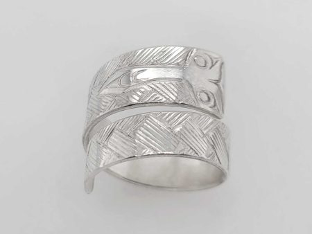 Silver Salish Weave with Whale Tail Wrap Ring Sale